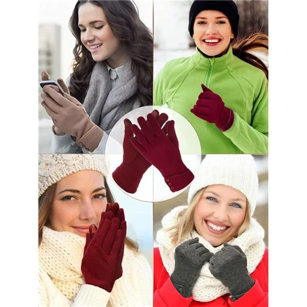 3 Pairs Women Winter Gloves Warm Touchscreen Gloves
